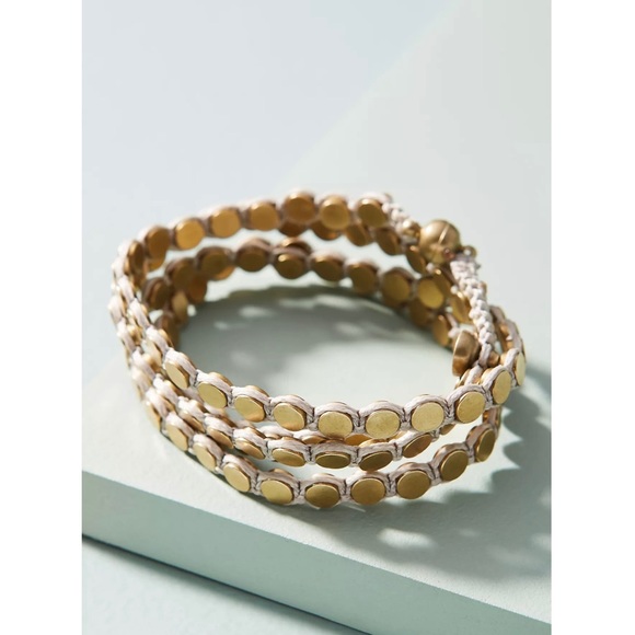 NWT Anthropologie Serefina Penny Wrap Bracelet Dark Gray and Silver Studs - Picture 10 of 15